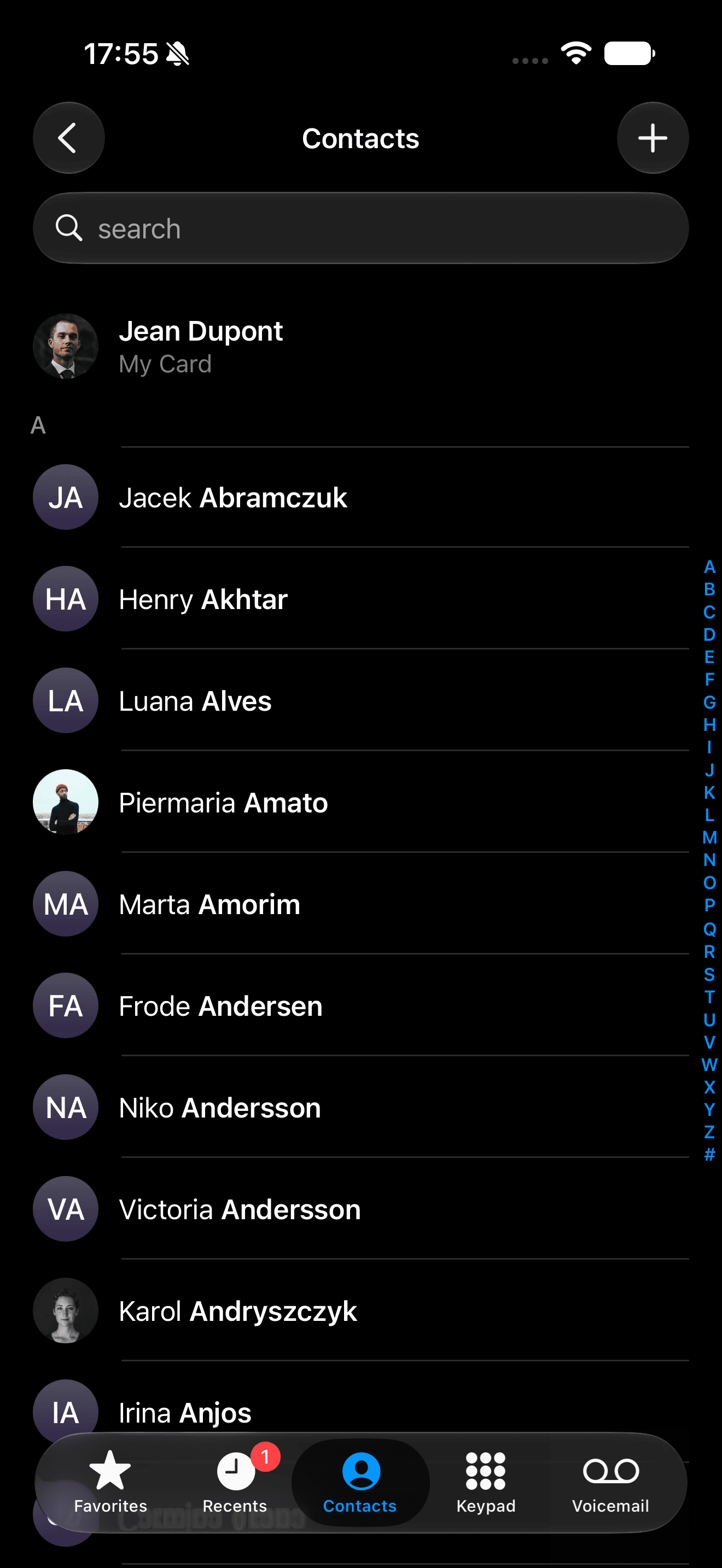 Initial contact list