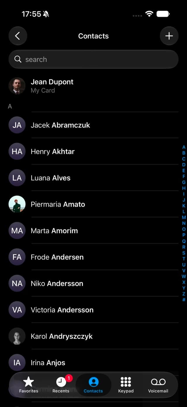 Swipe select contact frame 1