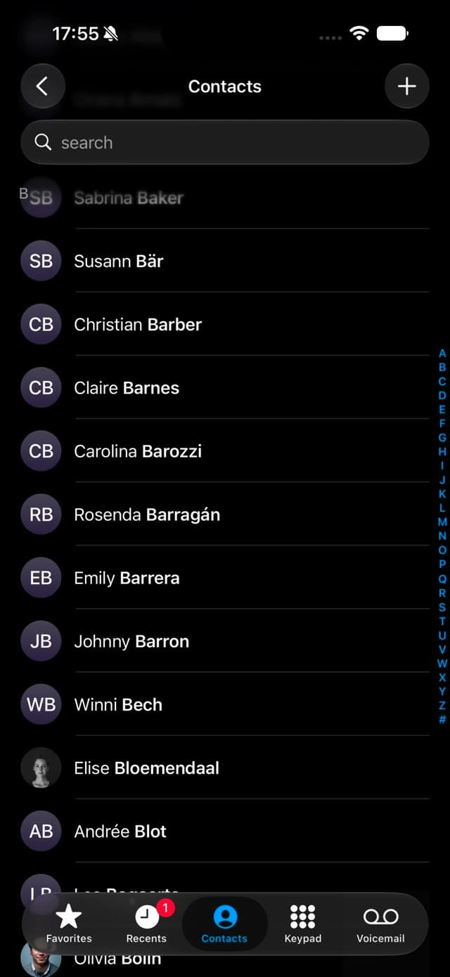 Swipe select contact frame 11