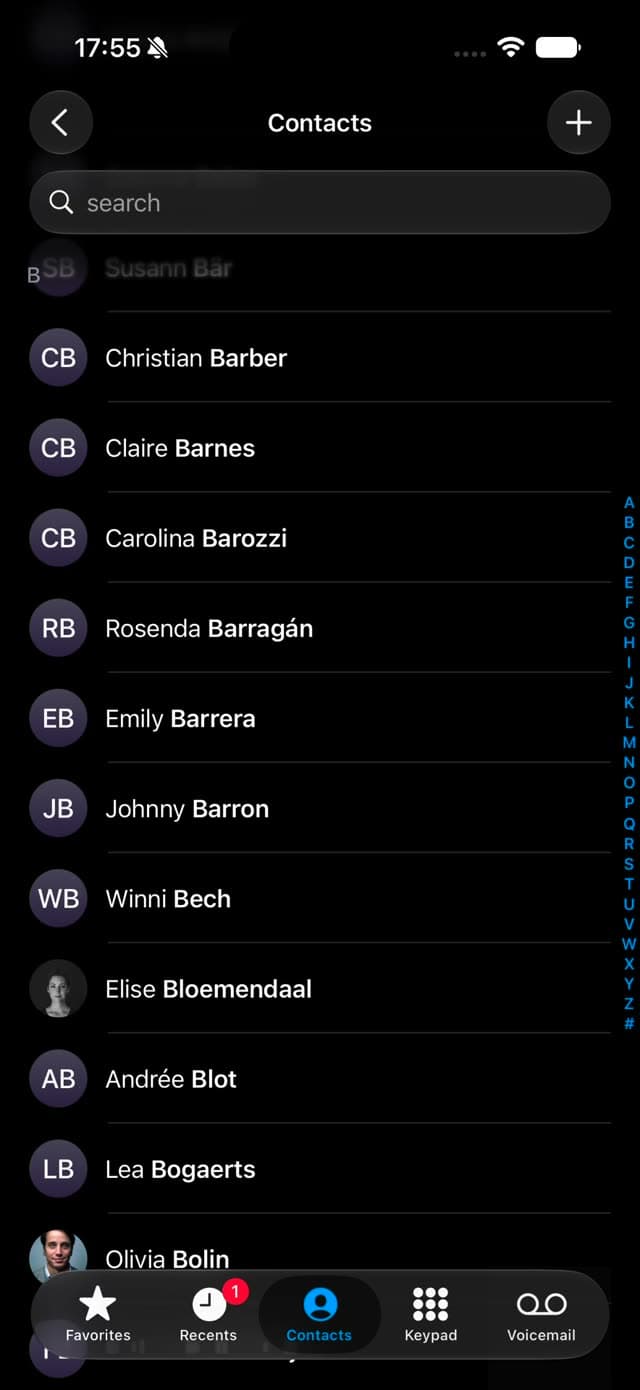 Swipe select contact frame 13