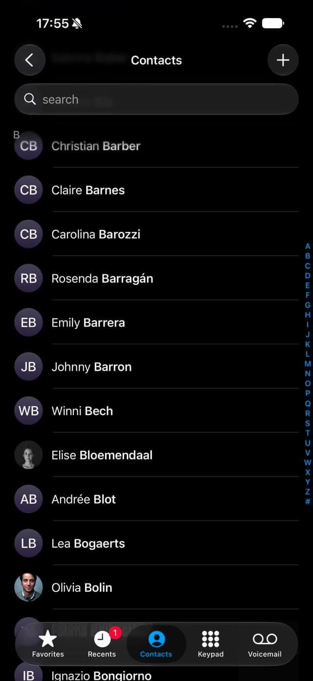Swipe select contact frame 14