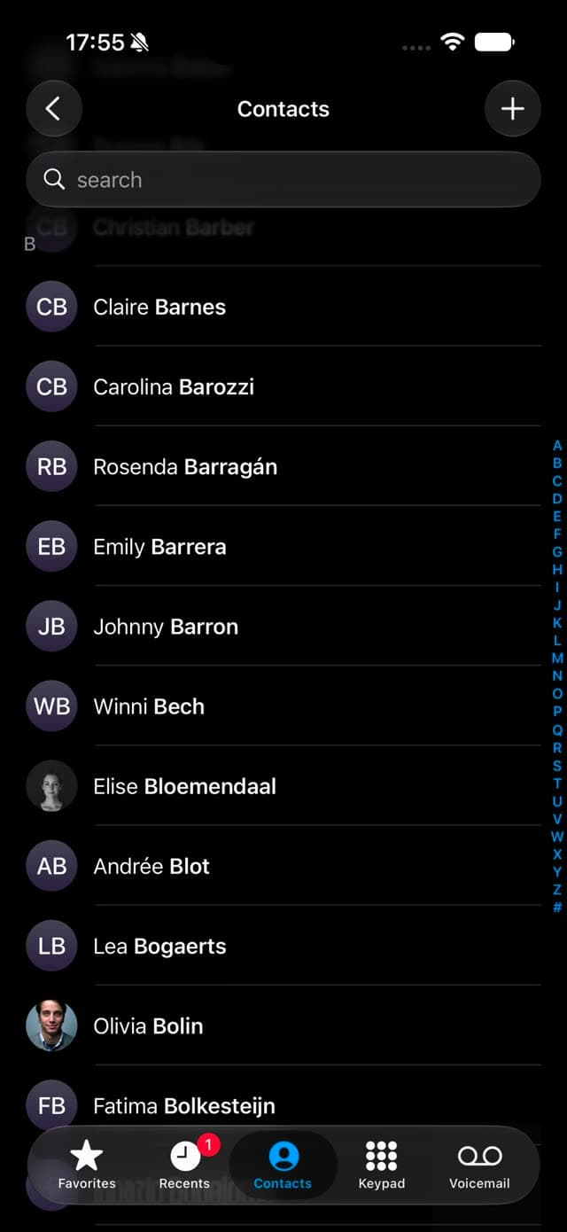 Swipe select contact frame 15