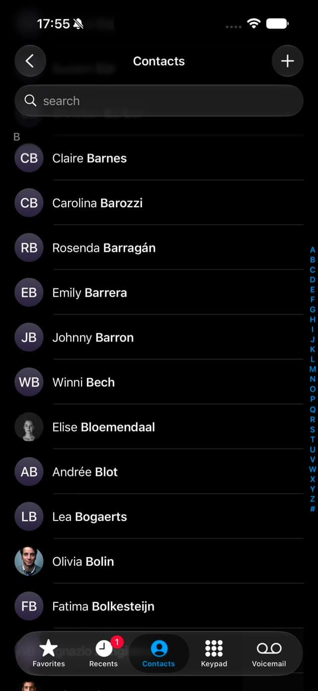 Swipe select contact frame 16