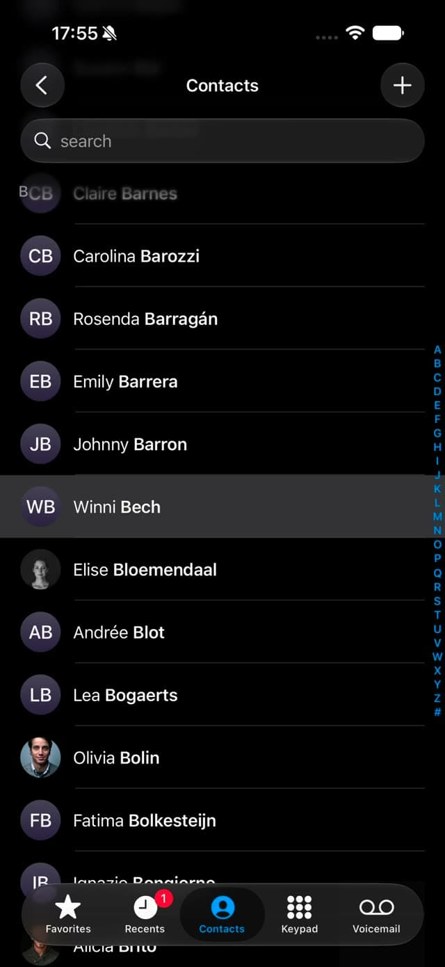 Swipe select contact frame 45