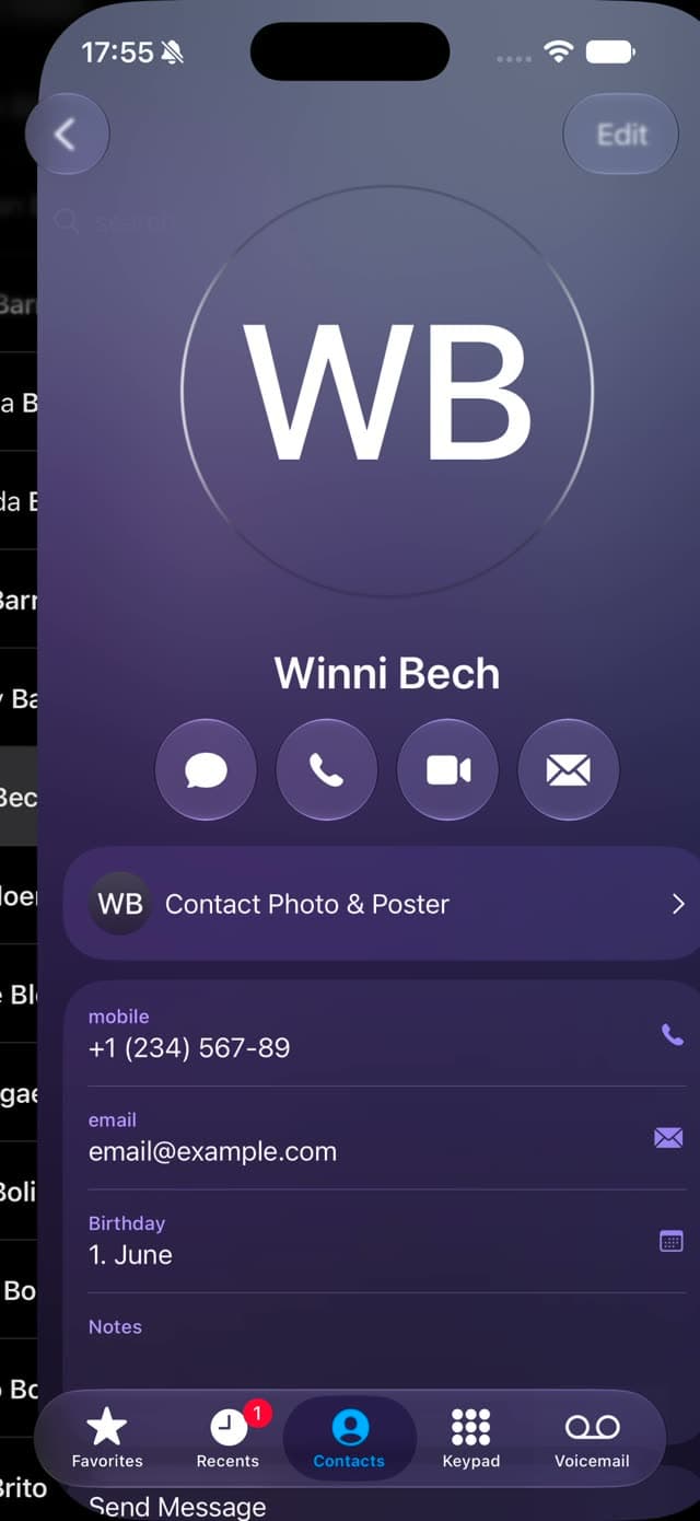 Swipe select contact frame 51