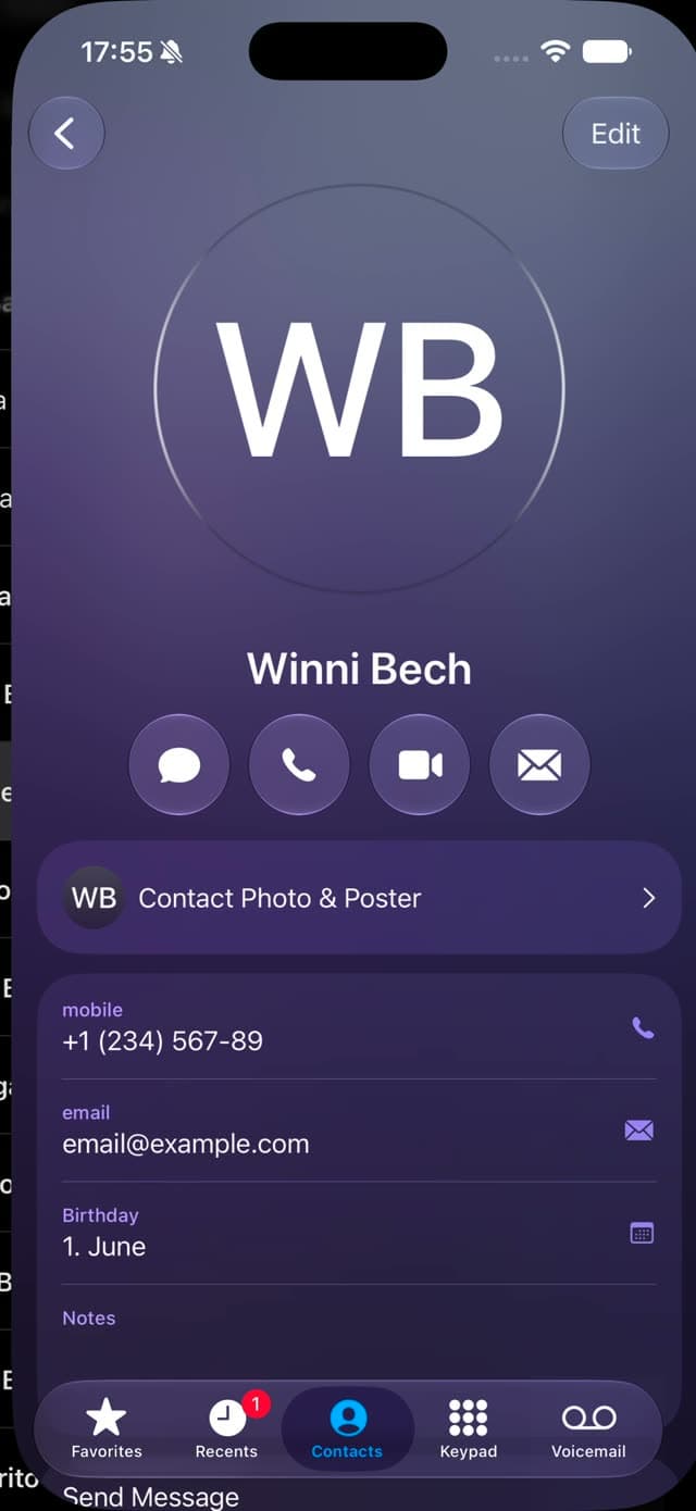 Swipe select contact frame 52