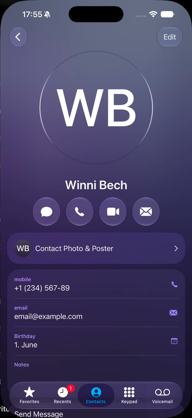 Swipe select contact frame 54
